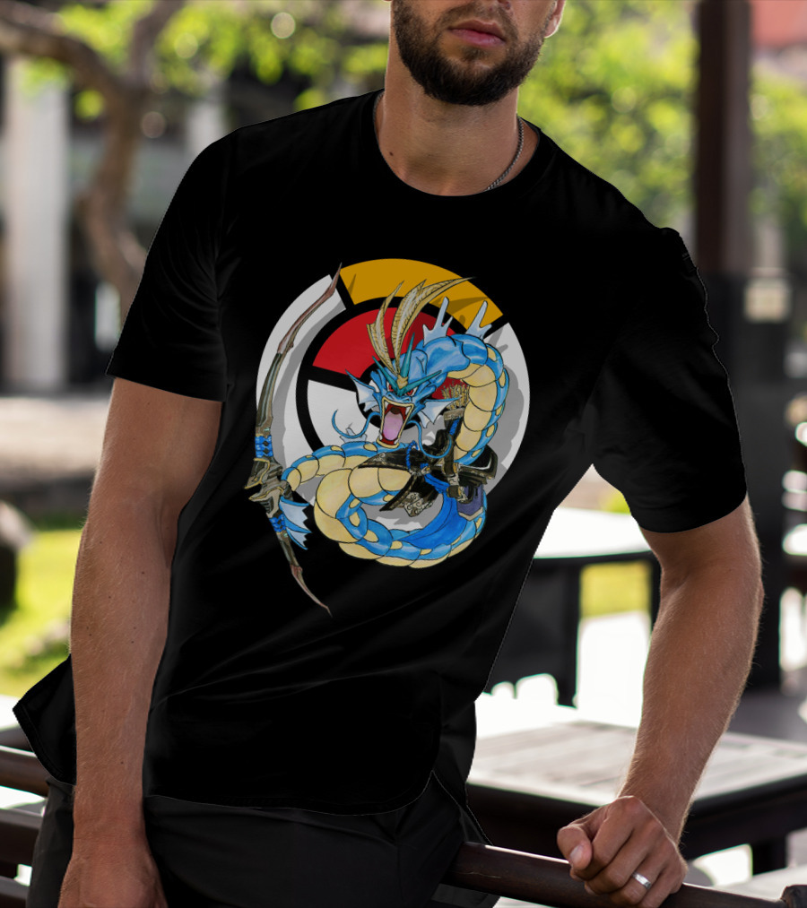 Pokemon Gyarados Hanzo Crossover Bow And Sword Mashup T-Shirt