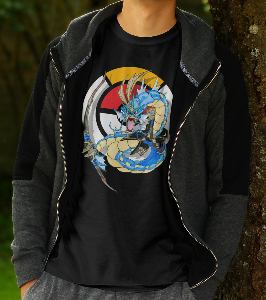 Pokemon Gyarados Hanzo Crossover Bow And Sword Mashup T-Shirt