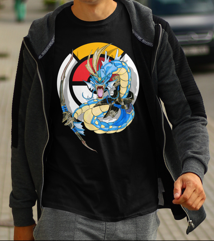 Pokemon Gyarados Hanzo Crossover Bow And Sword Mashup T-Shirt