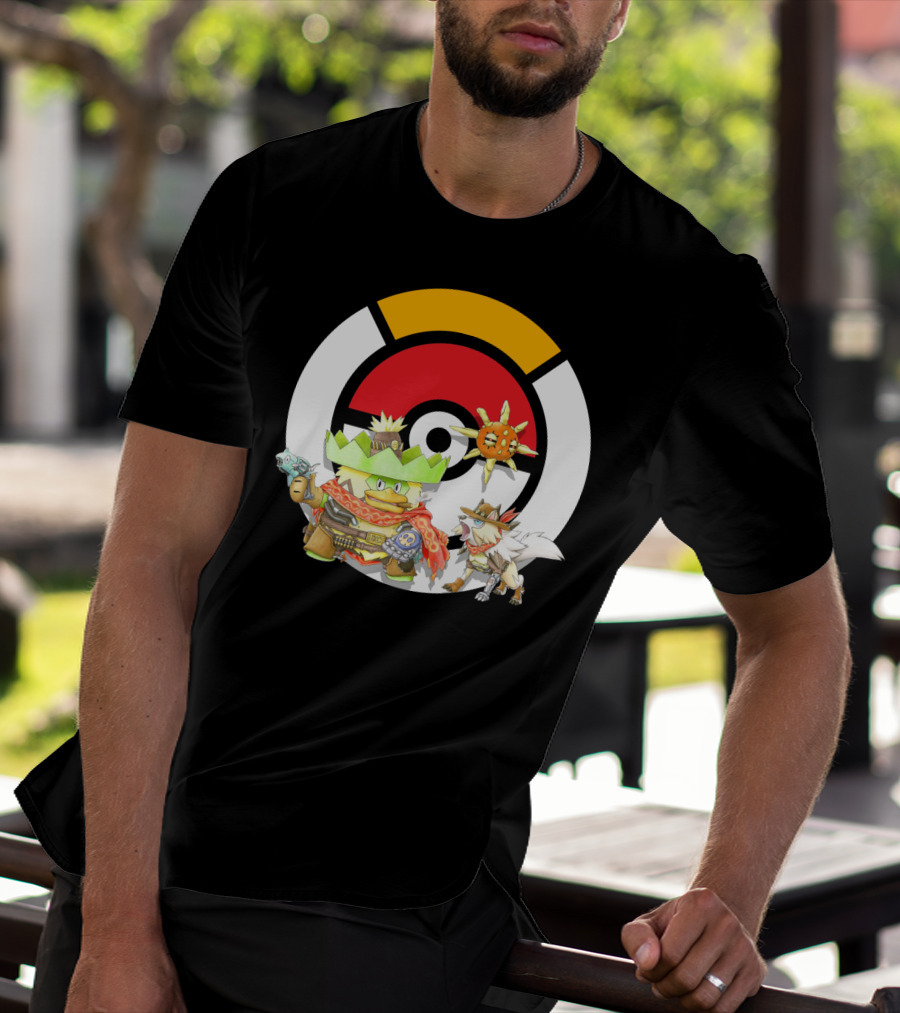 Pokemon X Overwatch Ludicolo Lycanroc Mccree Solrock Crossover T-Shirt