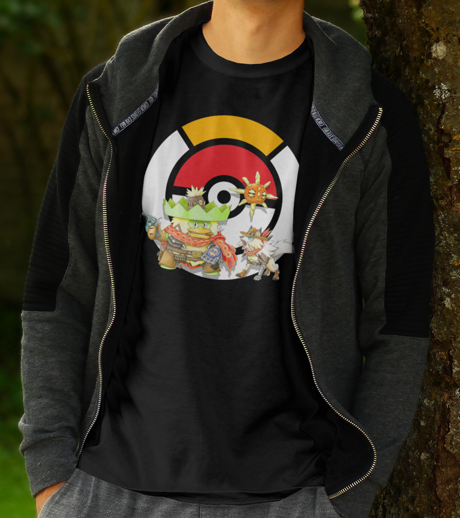 Pokemon X Overwatch Ludicolo Lycanroc Mccree Solrock Crossover T-Shirt