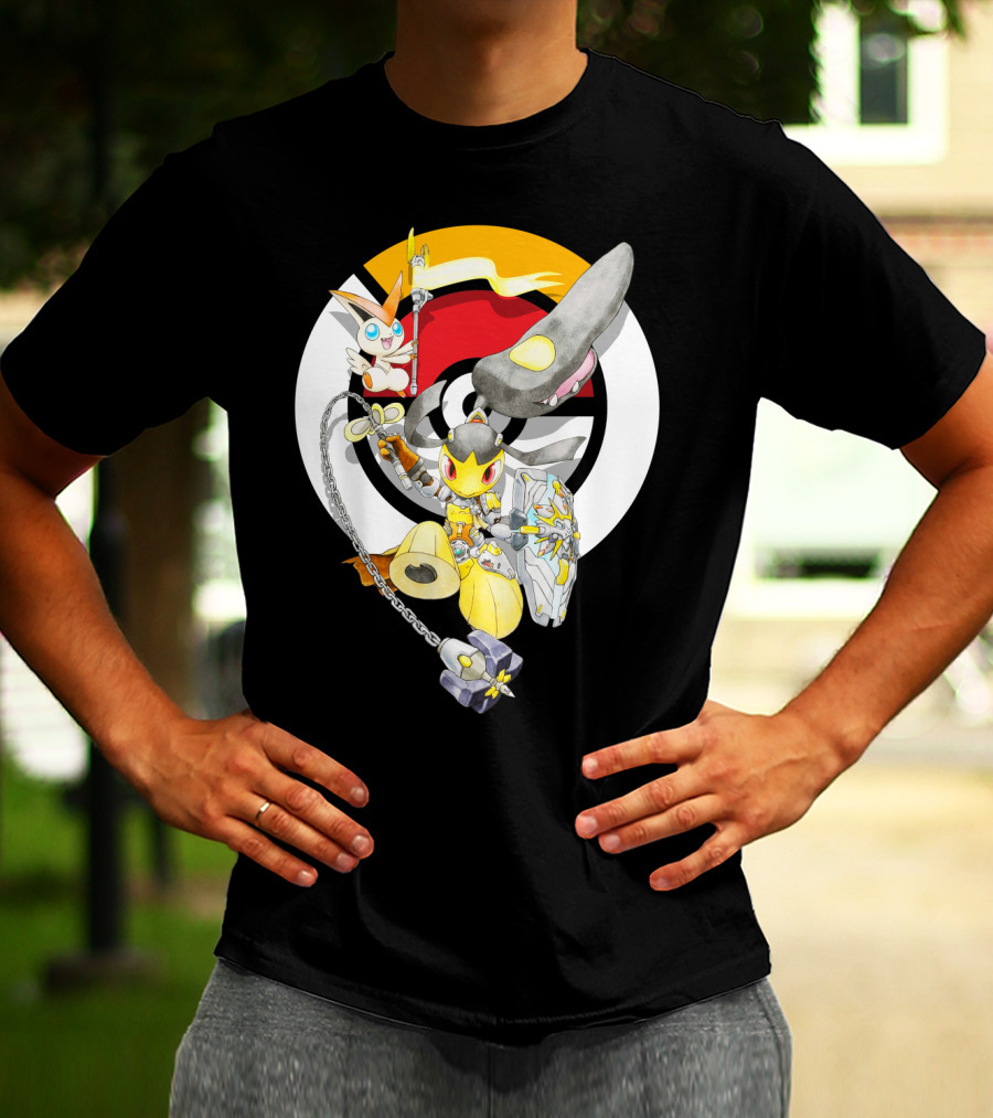 Pokemon Mawile Victini Fusion X Brigitte Crossover Battle Pose T-Shirt