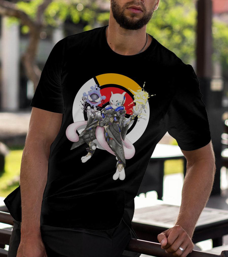 Pokemon Mewtwo X Moira Crossover With Overwatch Symbols And Gastly IN T-Shirt