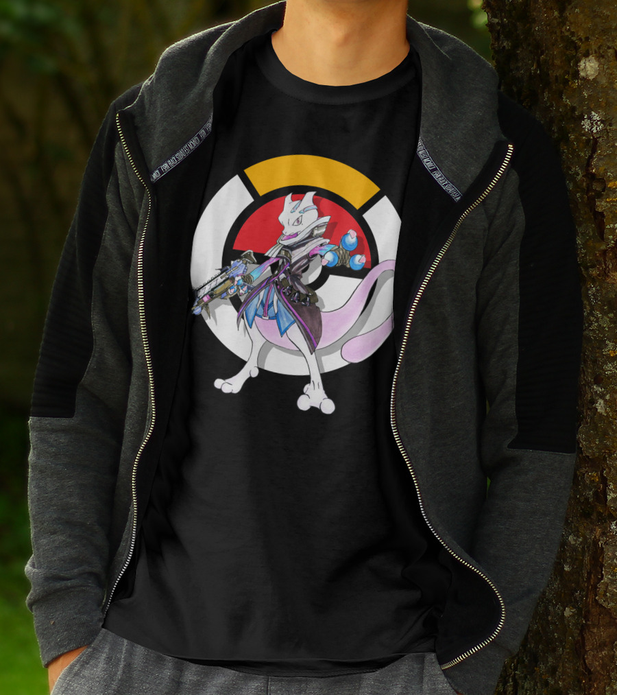 Pokemon X Overwatch Mewtwo X Sombra Icon Mashup T-Shirt