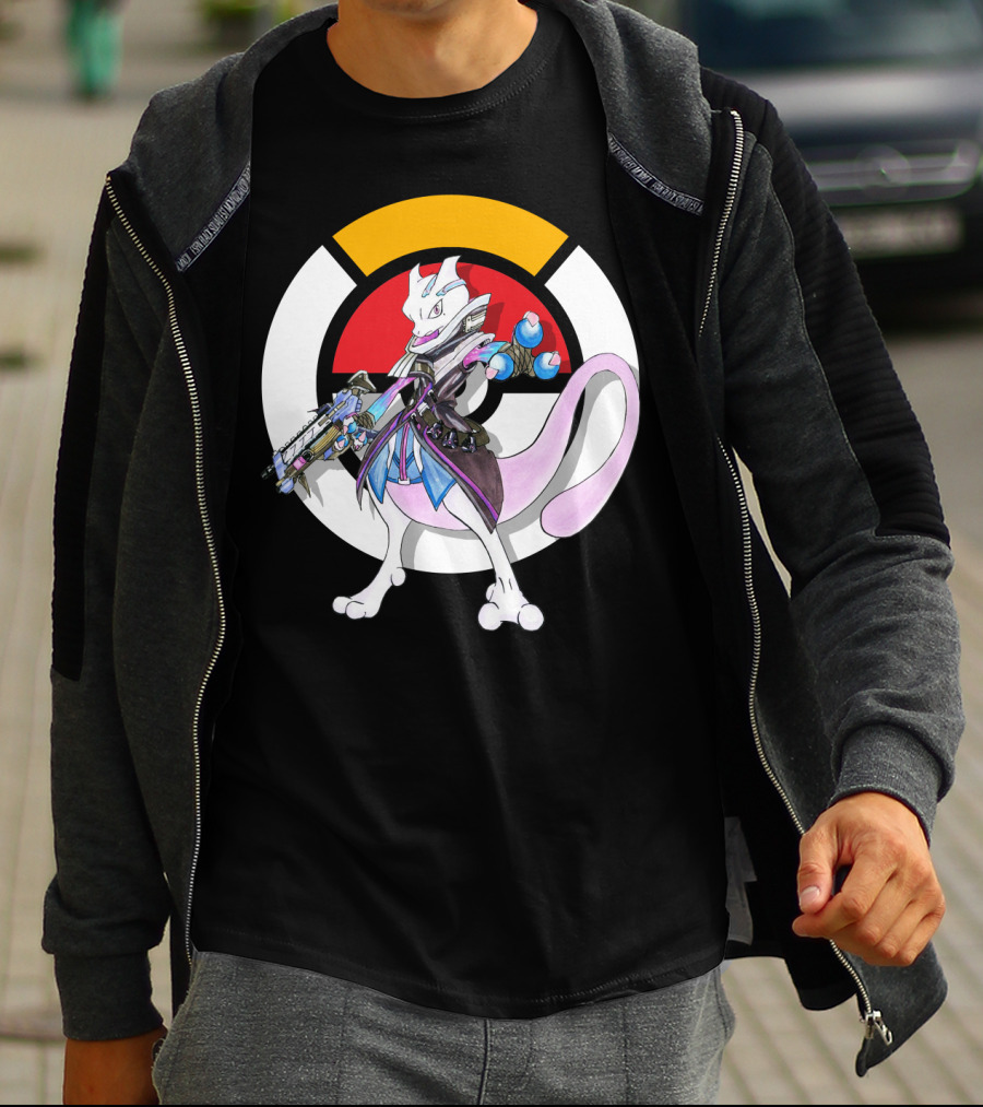 Pokemon X Overwatch Mewtwo X Sombra Icon Mashup T-Shirt