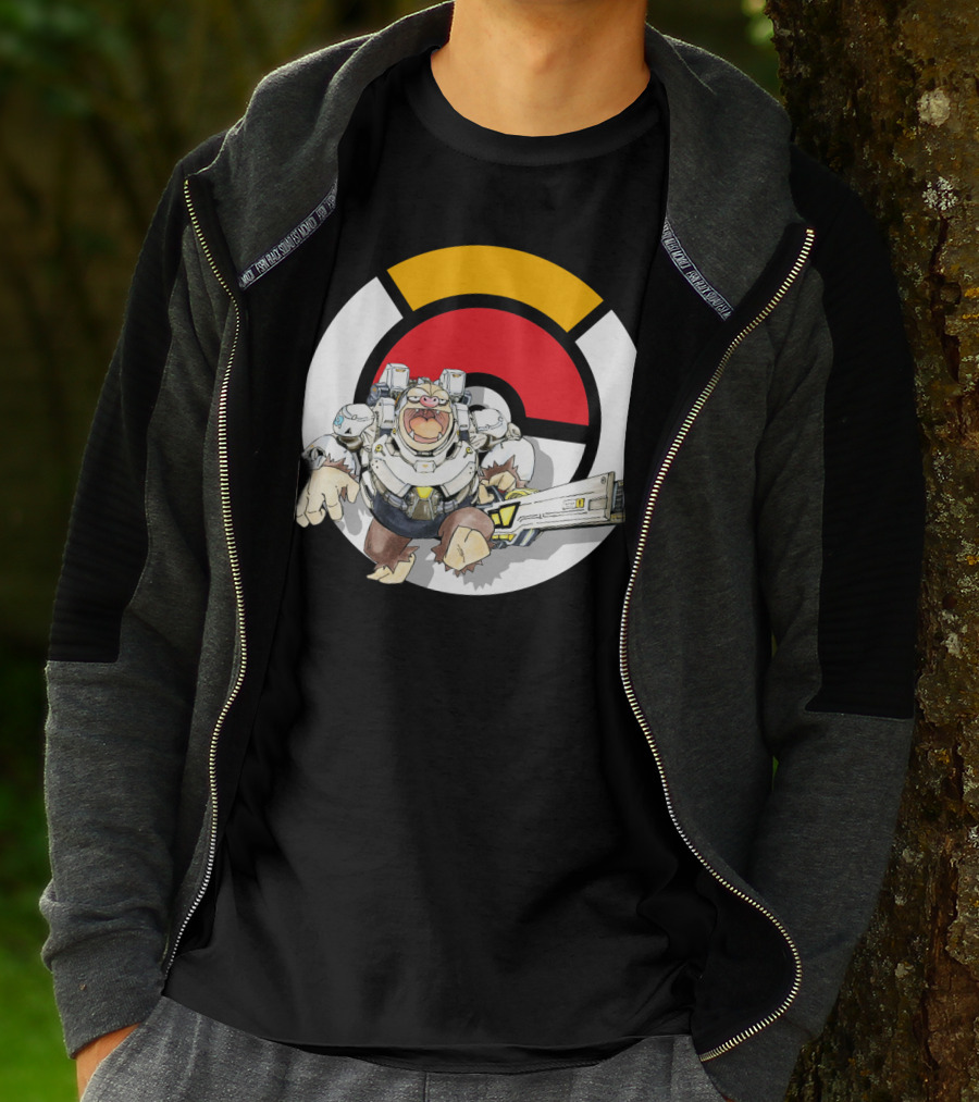 POKEMON X OVERWATCH SLAKING WINSTON Crossover T-Shirt
