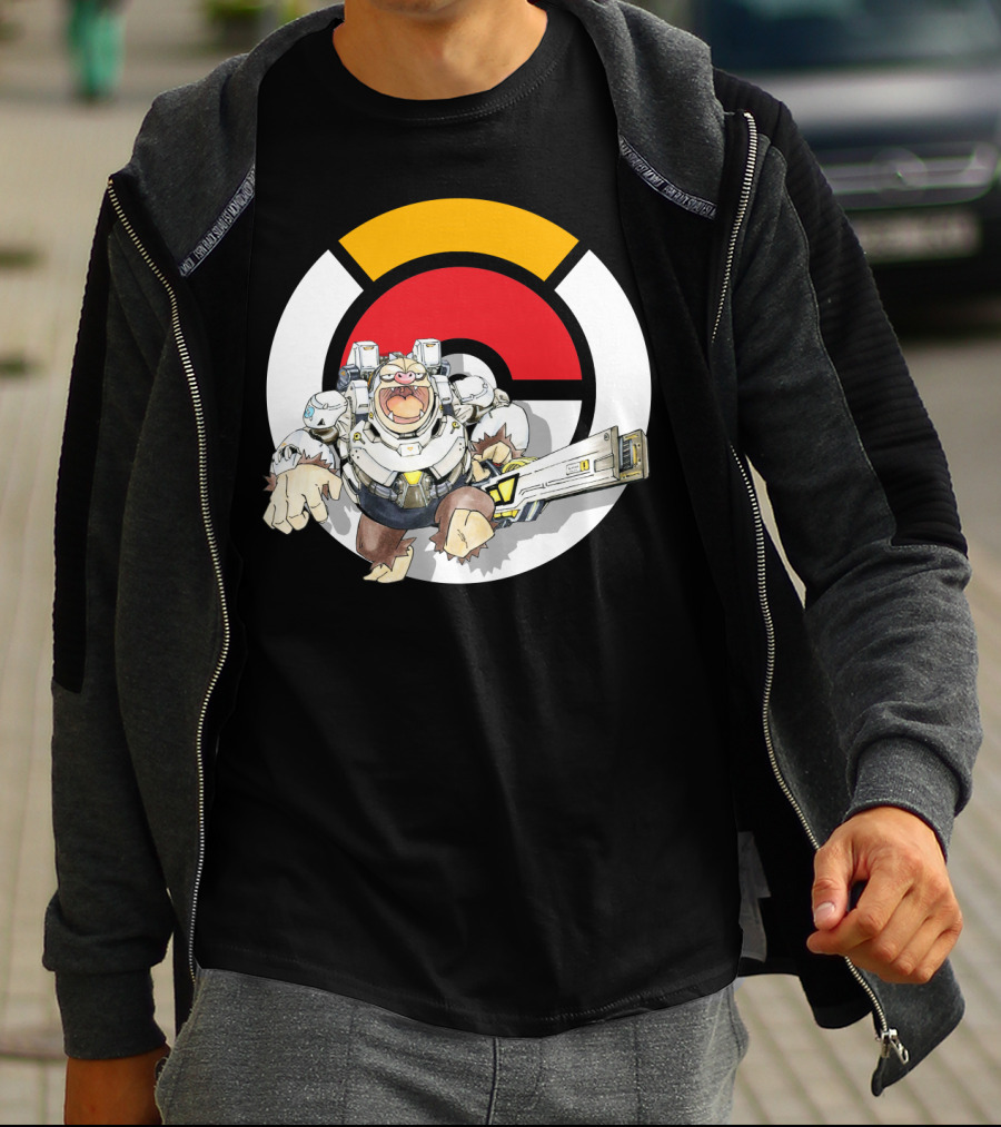 POKEMON X OVERWATCH SLAKING WINSTON Crossover T-Shirt