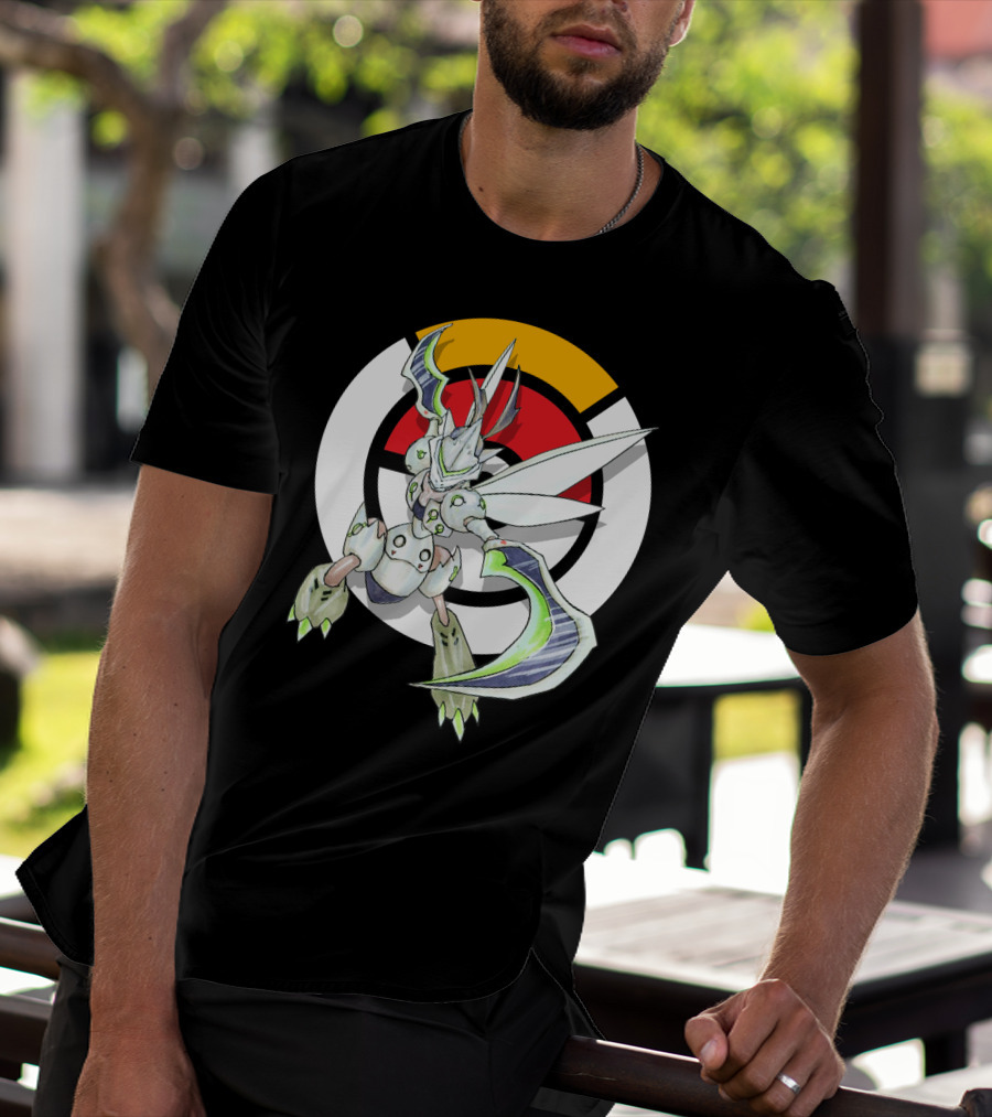 POKEMON X OVER SCYTHER X GENJI Logo Collaboration With Iconic Fusion Character T-Shirt