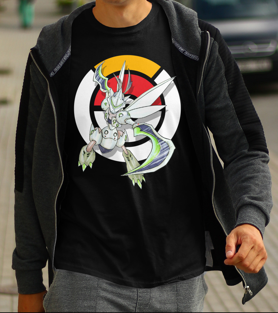 POKEMON X OVER SCYTHER X GENJI Logo Collaboration With Iconic Fusion Character T-Shirt