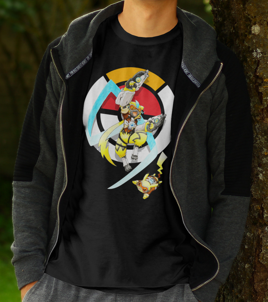 Pokemon X Zeraora X Pikachu Overwatch Style Battle T-Shirt