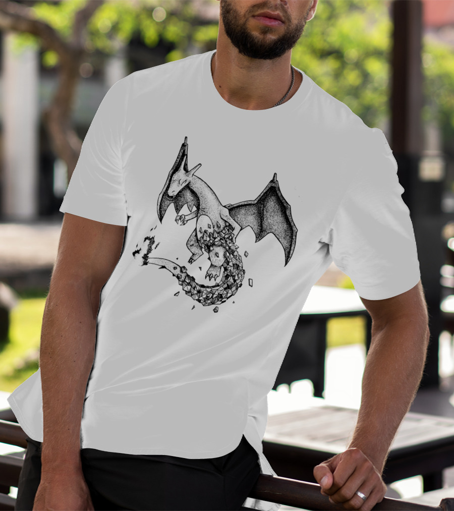 Geometric Charizard Pokemon Crystal Fragmented T-Shirt