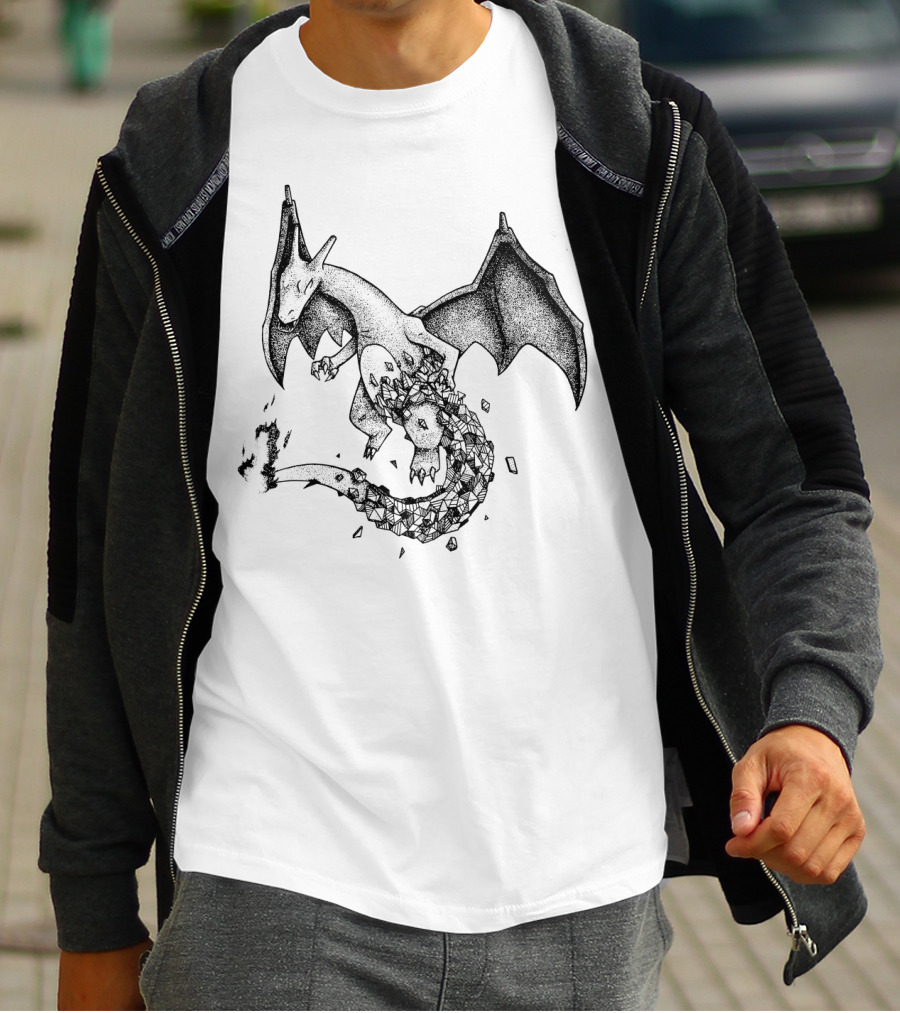 Geometric Charizard Pokemon Crystal Fragmented T-Shirt