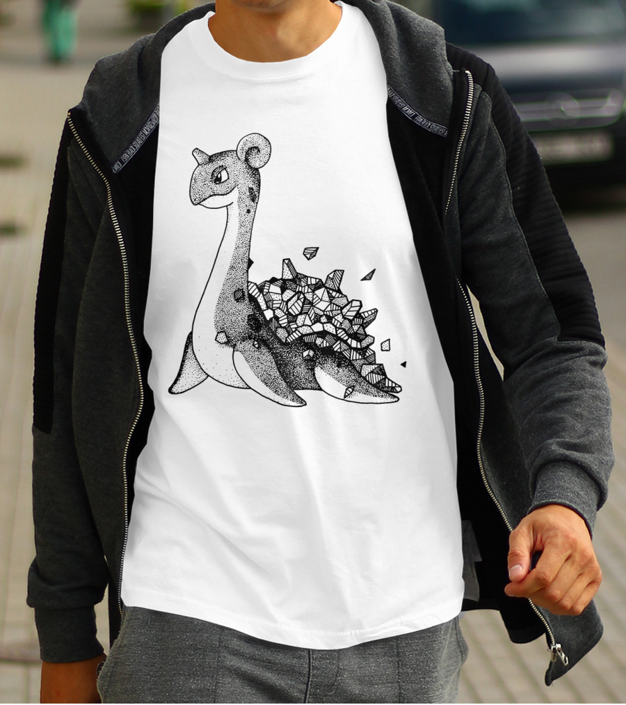 Geometric Style Lapras Pokemon Sketch T-Shirt