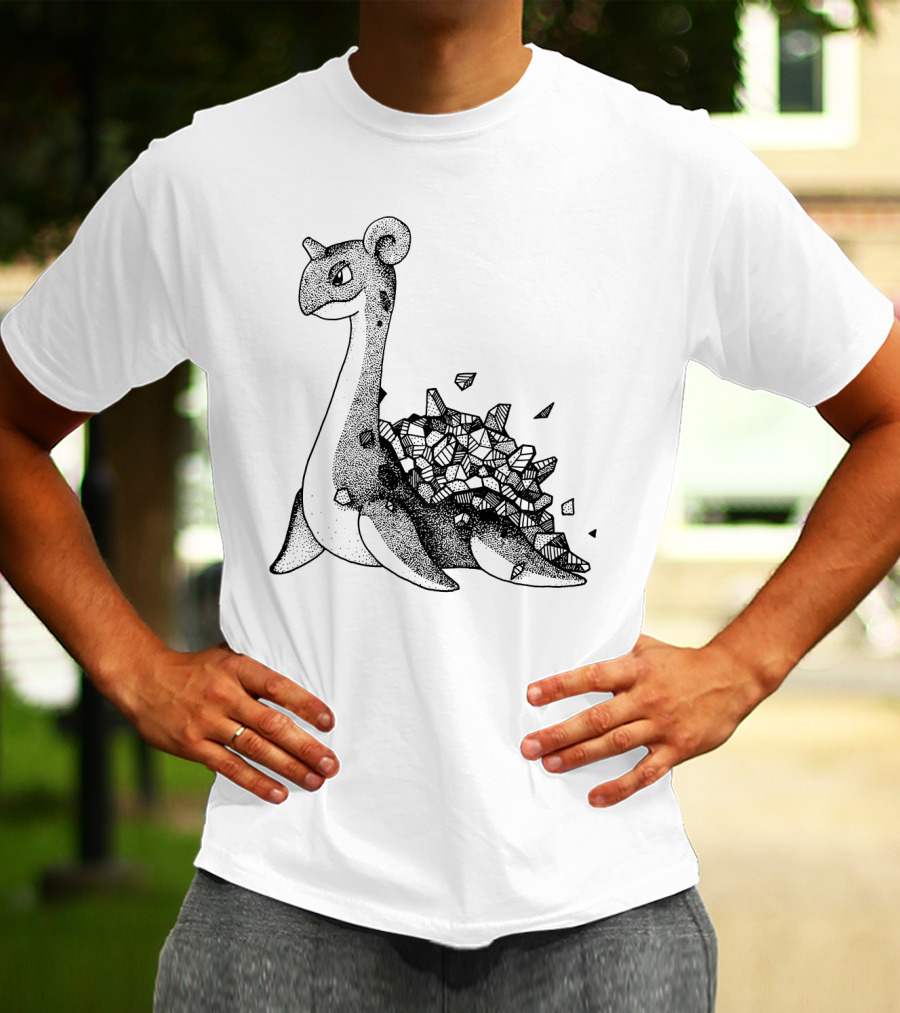Geometric Style Lapras Pokemon Sketch T-Shirt