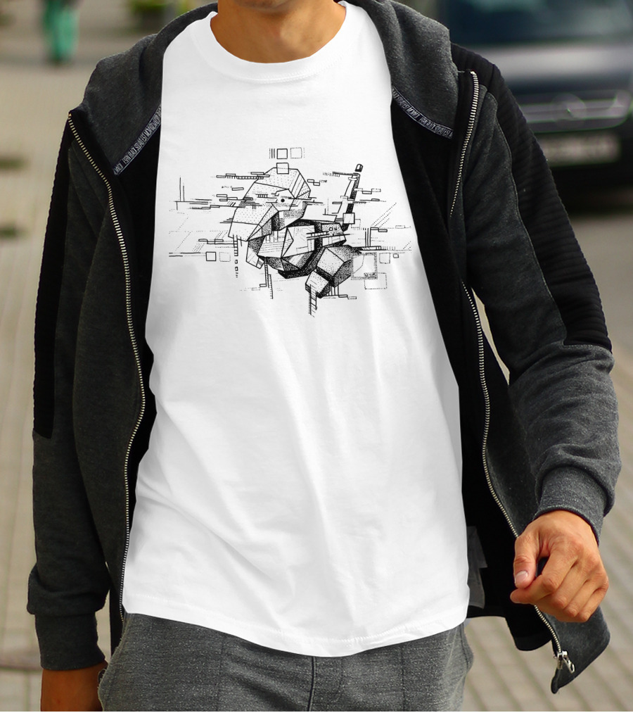 Geometric Pokemon Porygon Artistic Linework T-Shirt