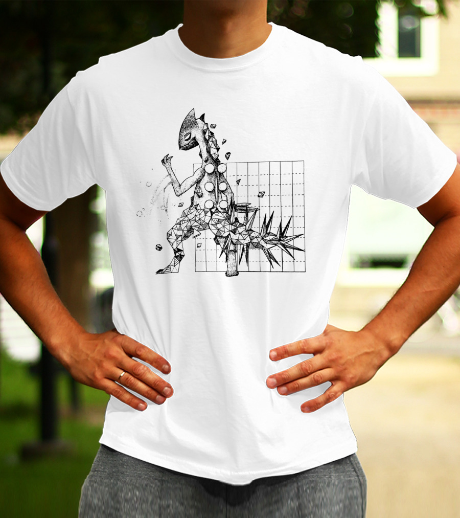 Geometric Pokemon Sceptile Dotwork Art With Spiky Tail T-Shirt