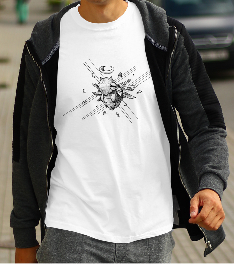 Geometric Pokemon Shedinja With Graphic Lines And Crystals T-Shirt