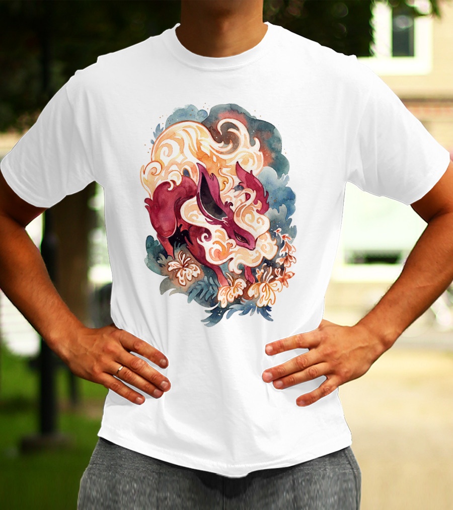 Watercolor Pokemon Flareon Smoke And Flames T-Shirt
