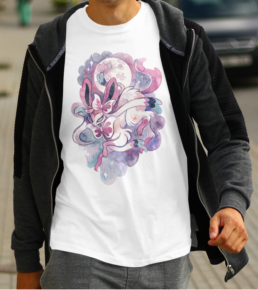 Watercolor Pokemon Sylveon Lunar Moonlight Pastel Fantasy T-Shirt