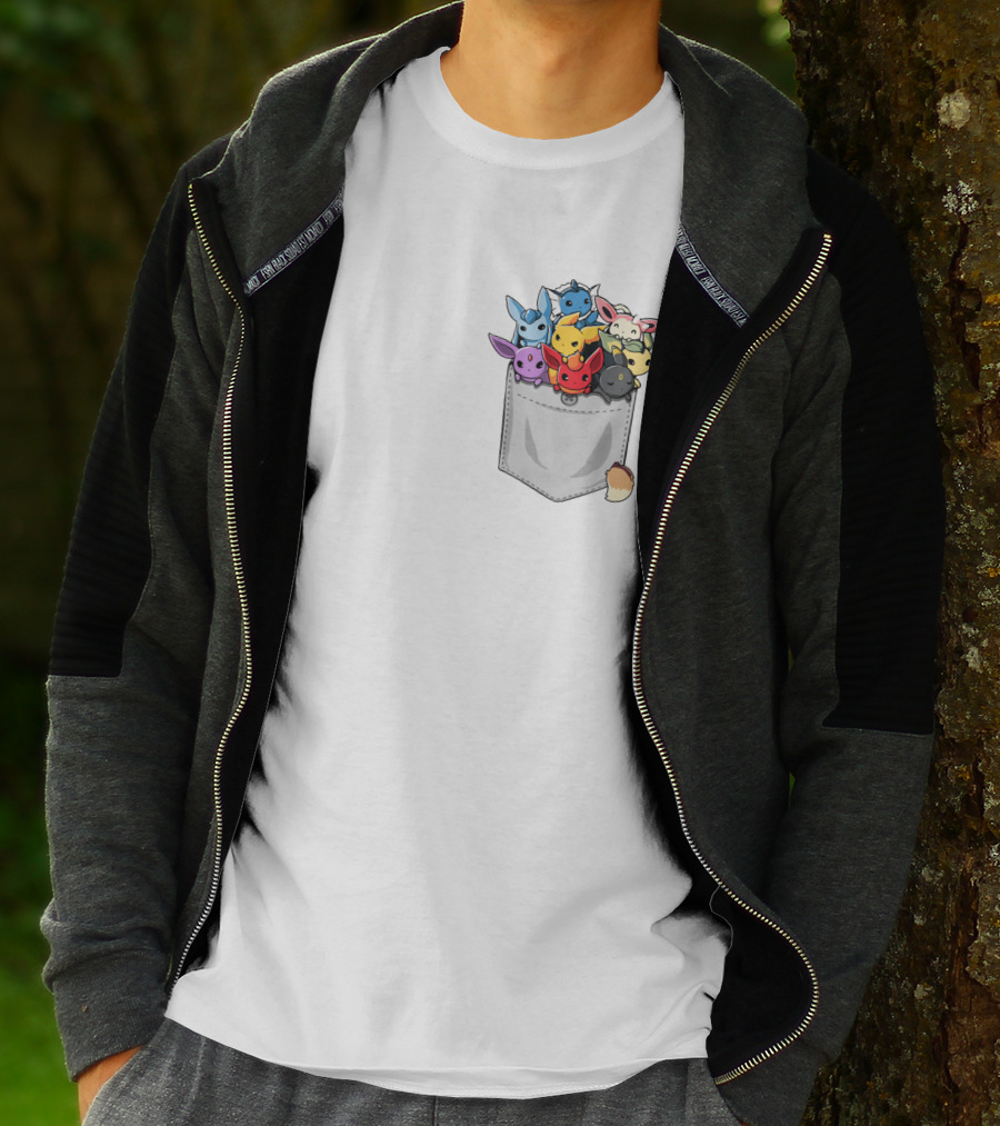 Eeveelution Pokemon Pocket Cute Character Collection T-Shirt