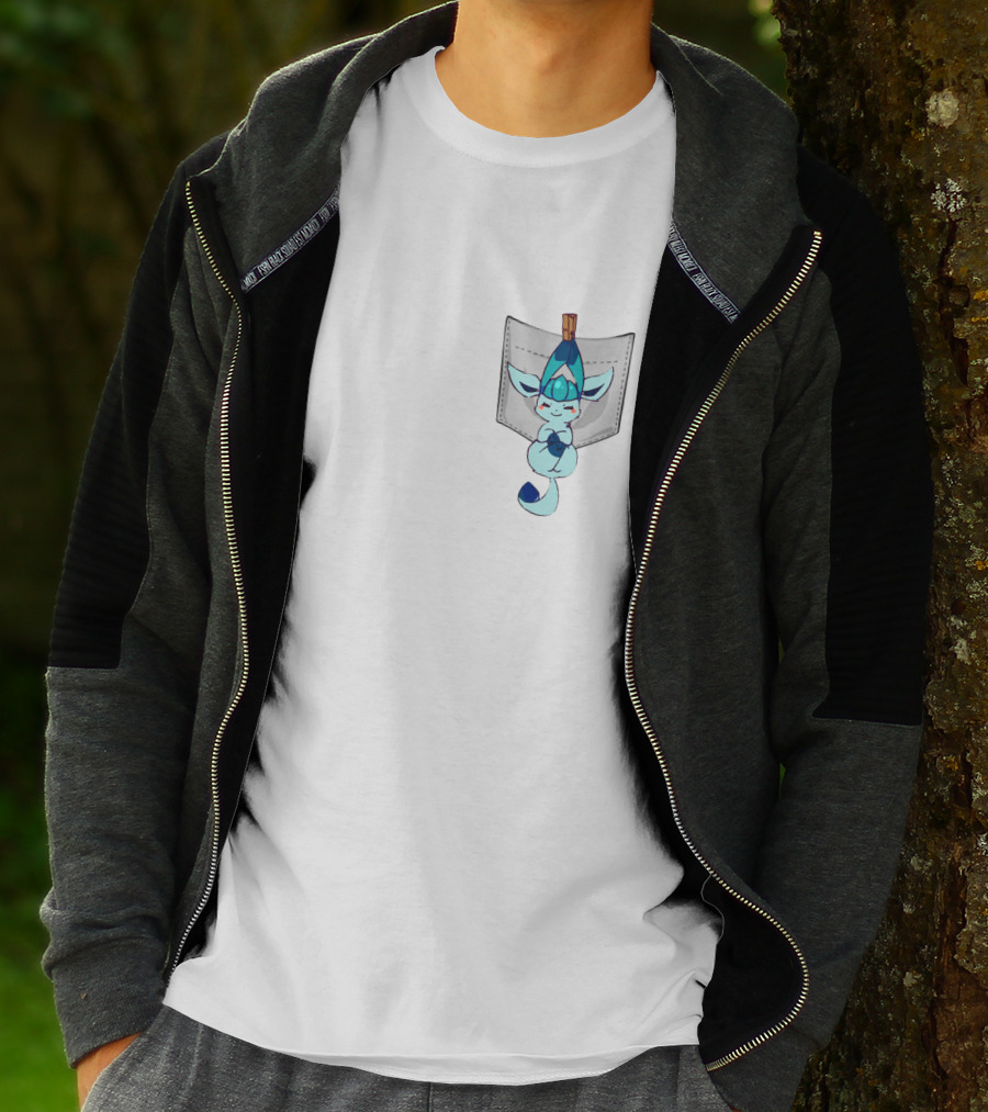 Glaceon Pokemon Pocket Cute Ice Type Creature Playful T-Shirt