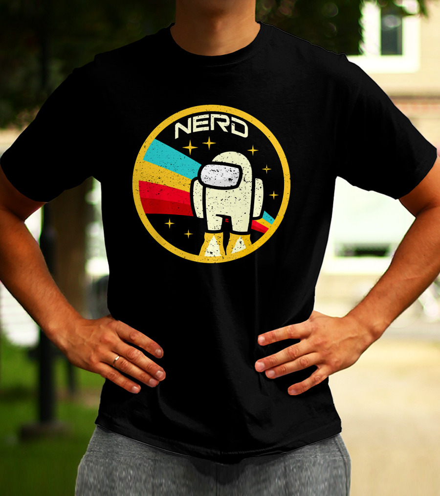 Nerd Among Us Impostors Retro Astronaut Stars T-Shirt