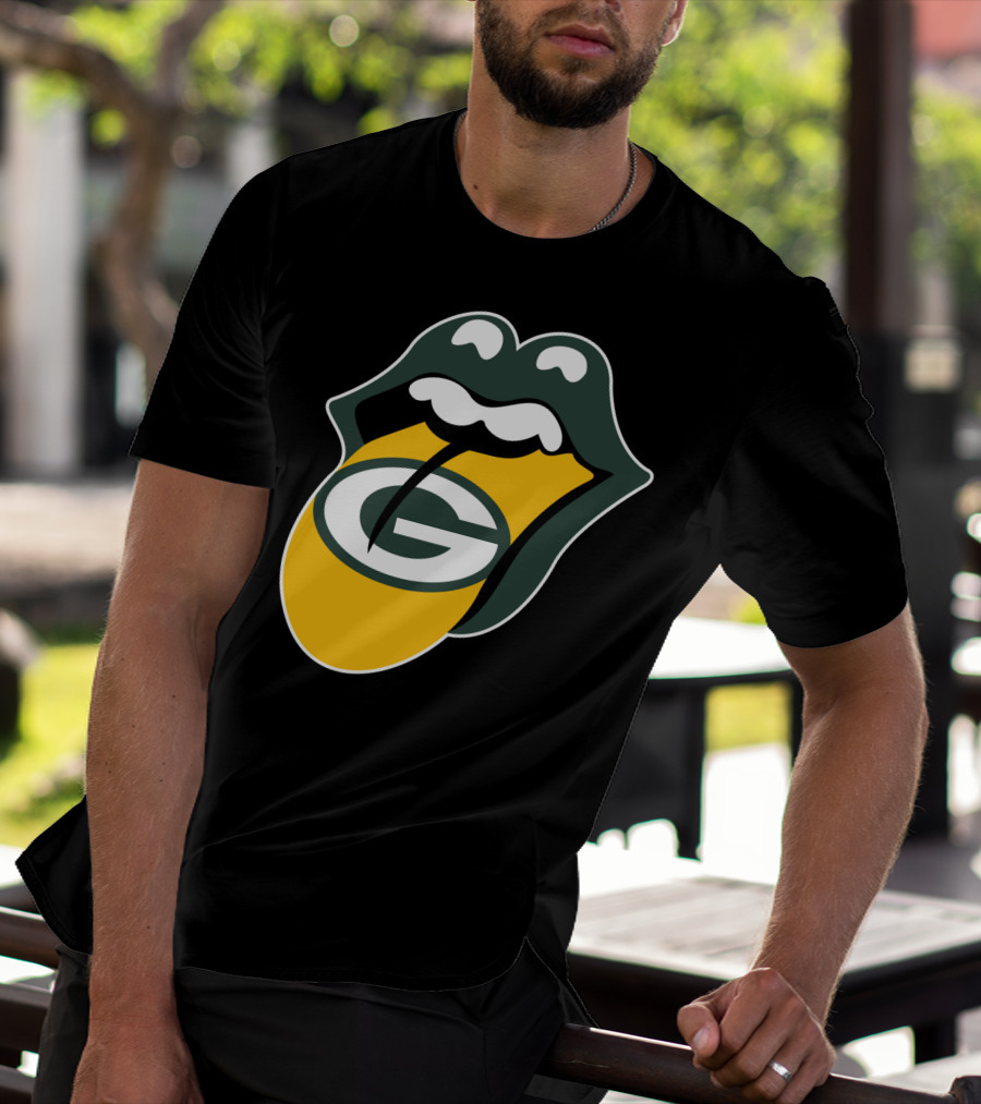 Green Bay Packers Rolling Stones Tongue Logo Rt Edition T-Shirt