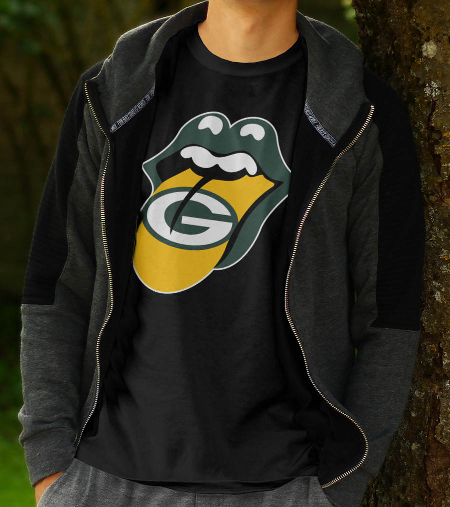 Green Bay Packers Rolling Stones Tongue Logo Rt Edition T-Shirt