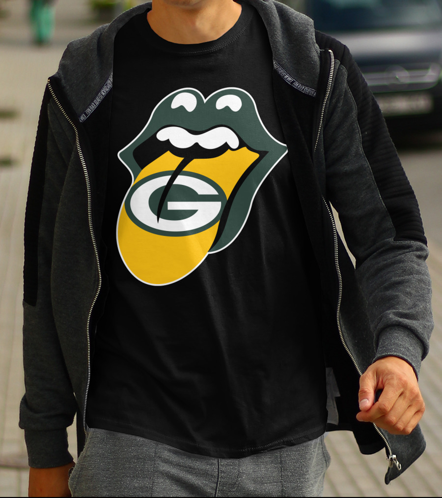 Green Bay Packers Rolling Stones Tongue Logo Rt Edition T-Shirt