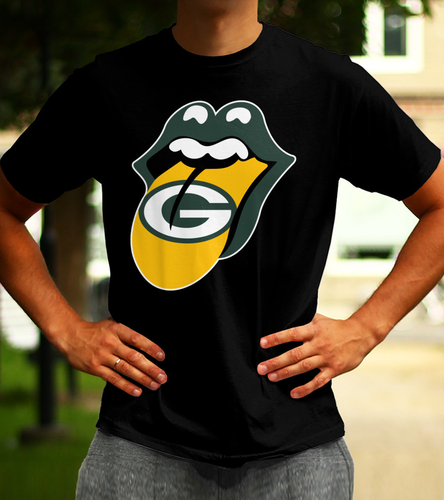 Green Bay Packers Rolling Stones Tongue Logo Rt Edition T-Shirt
