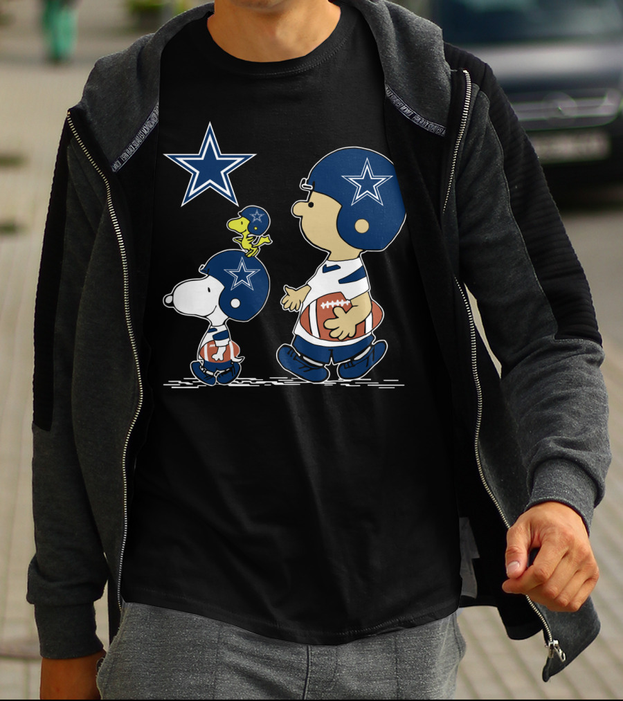 Dallas Cowboys Christmas Peanuts Cute Football Characters T-Shirt