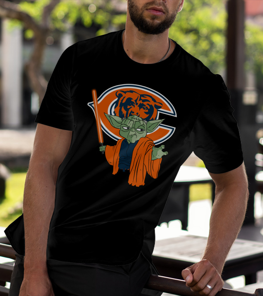 Chicago Bears Yoda Orange Lightsaber T-Shirt