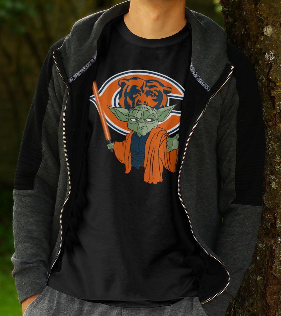 Chicago Bears Yoda Orange Lightsaber T-Shirt
