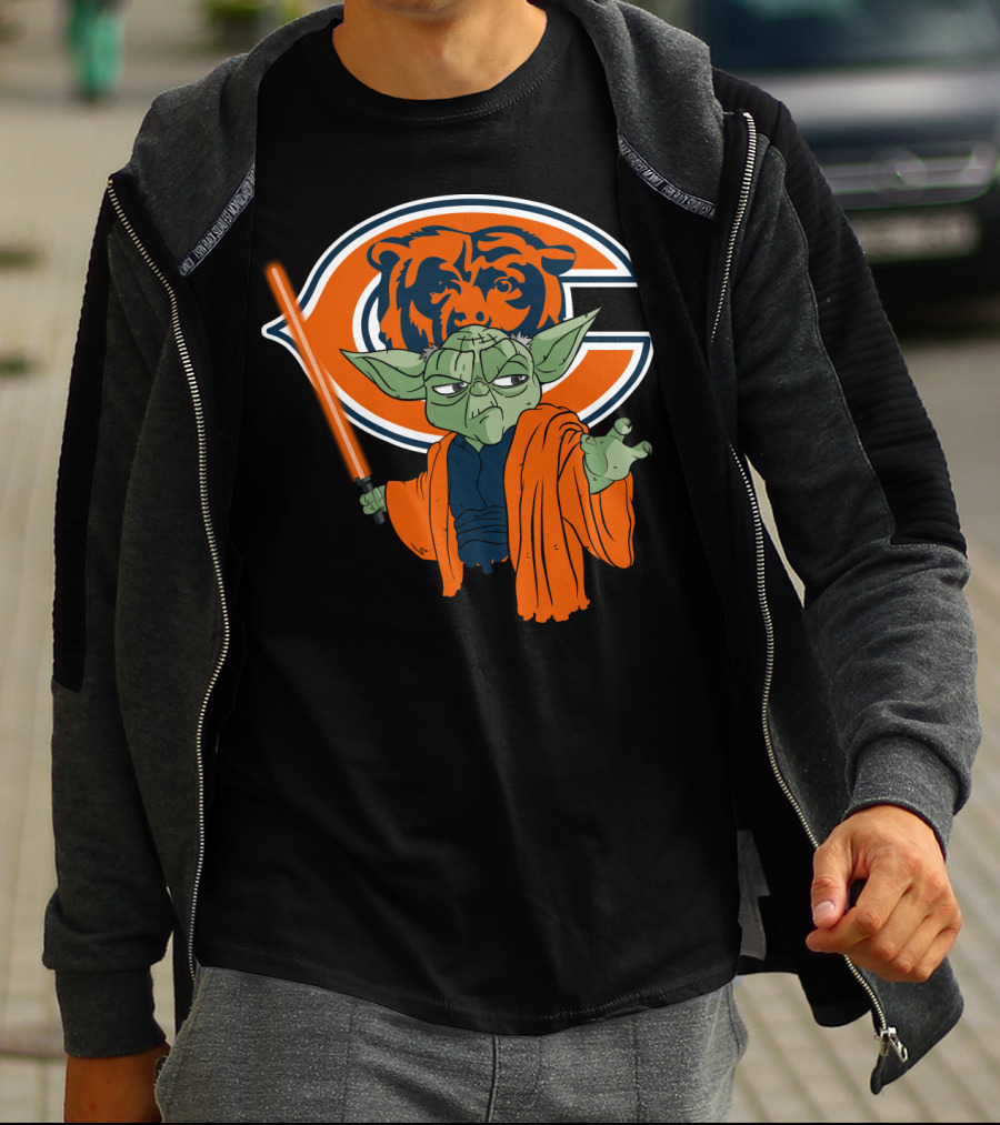 Chicago Bears Yoda Orange Lightsaber T-Shirt