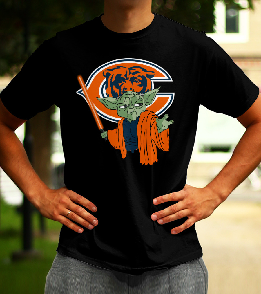 Chicago Bears Yoda Orange Lightsaber T-Shirt