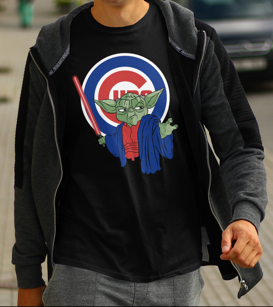 Cubs Yoda With Lightsaber And Chicago Cubs T-Shirt