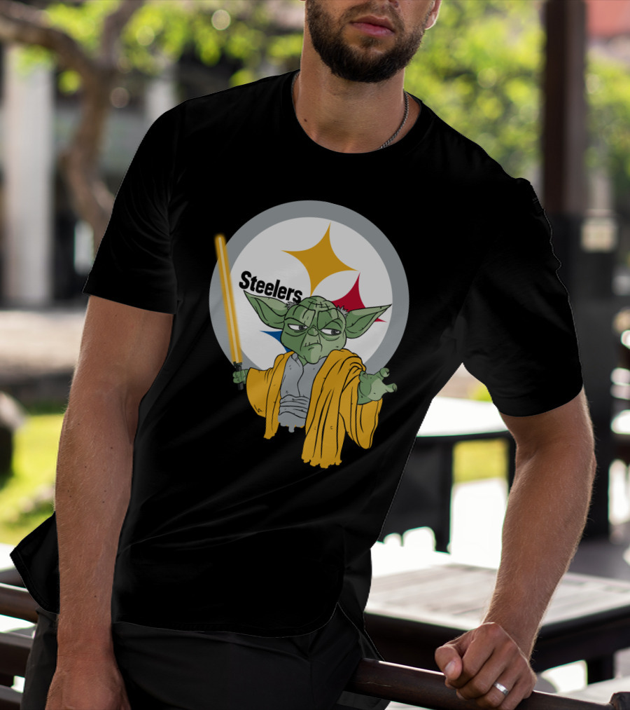 Steelers Yoda Star Wars Crossover With Lightsaber T-Shirt