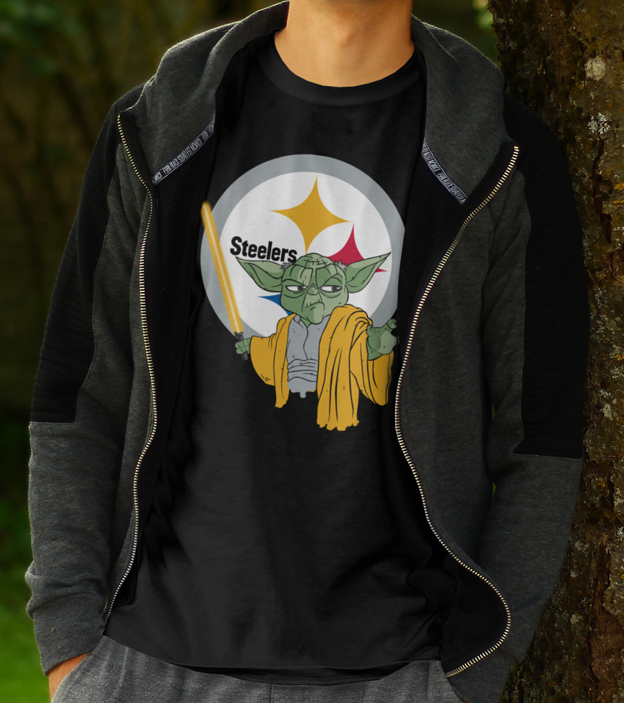 Steelers Yoda Star Wars Crossover With Lightsaber T-Shirt