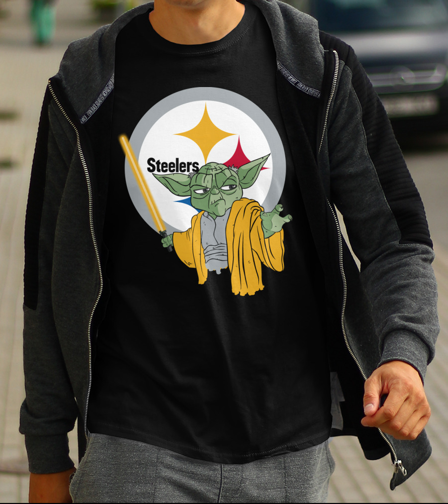 Steelers Yoda Star Wars Crossover With Lightsaber T-Shirt