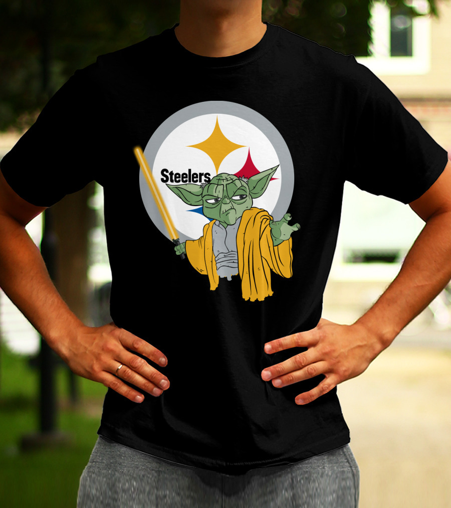 Steelers Yoda Star Wars Crossover With Lightsaber T-Shirt