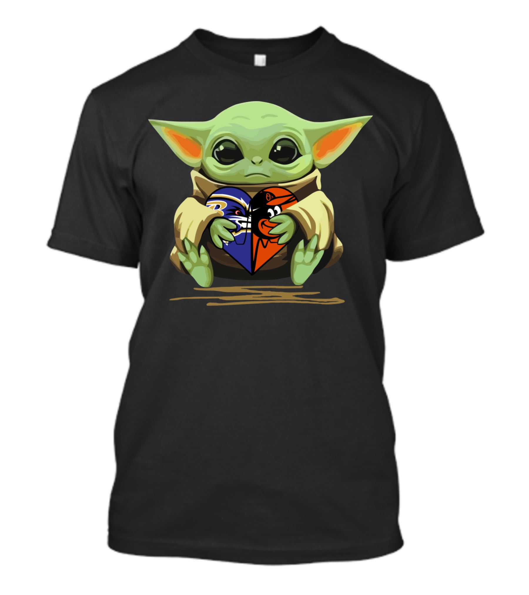 Baby Yoda Heart Baltimore Ravens Orioles Love T-Shirt