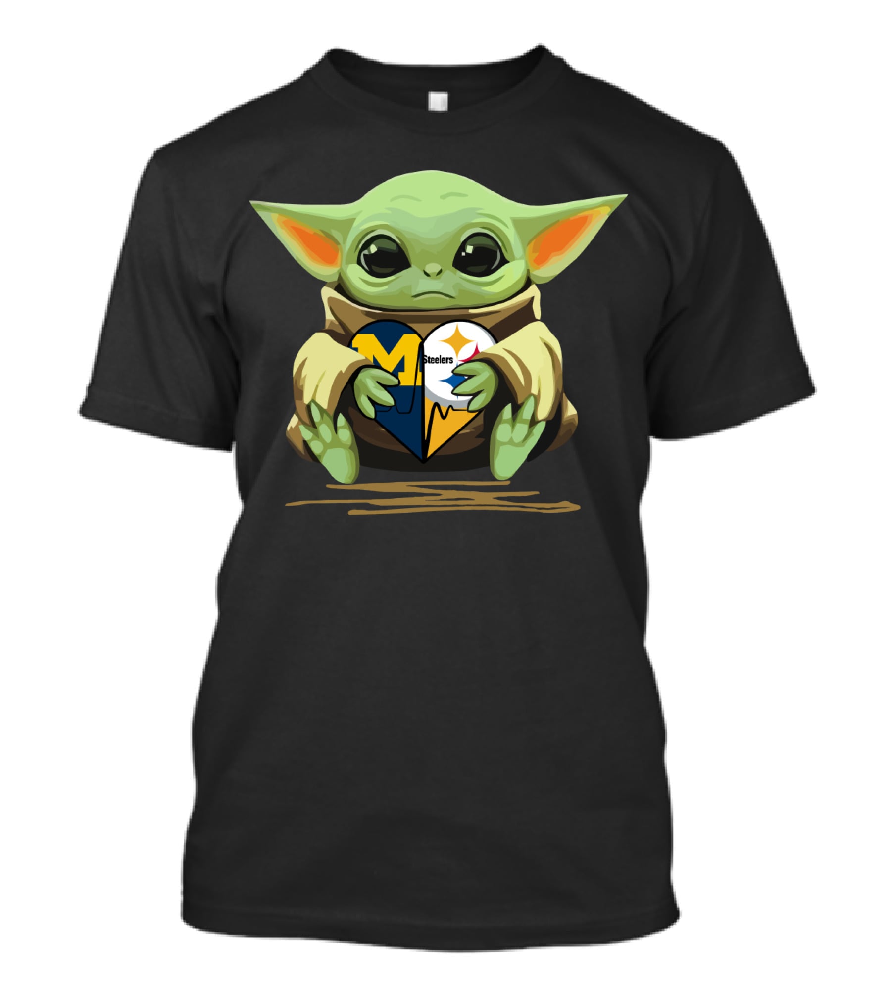 Baby Yoda Heart Steelers Wolverines Love T-Shirt