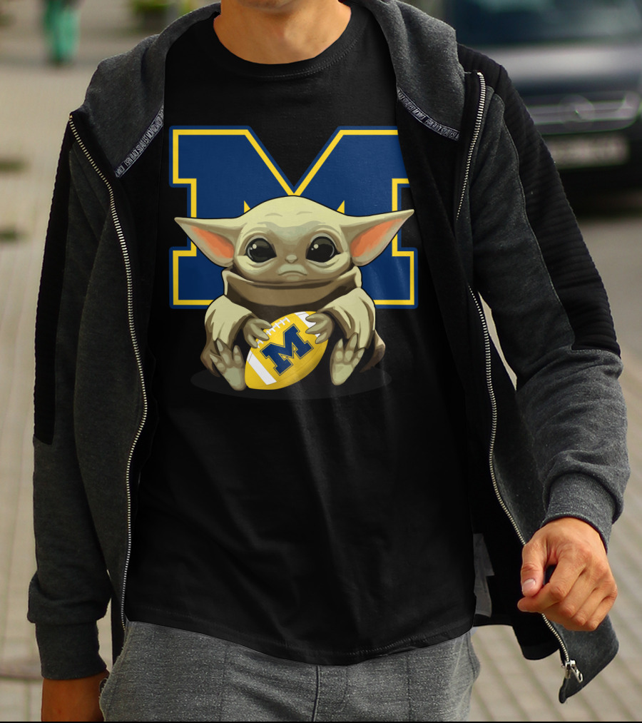 Yoda Baby M Wolverines Football T-Shirt