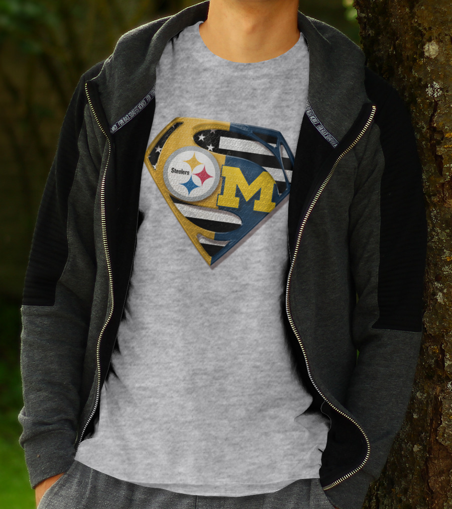 Steelers Michigan Wolverines Superman T-Shirt