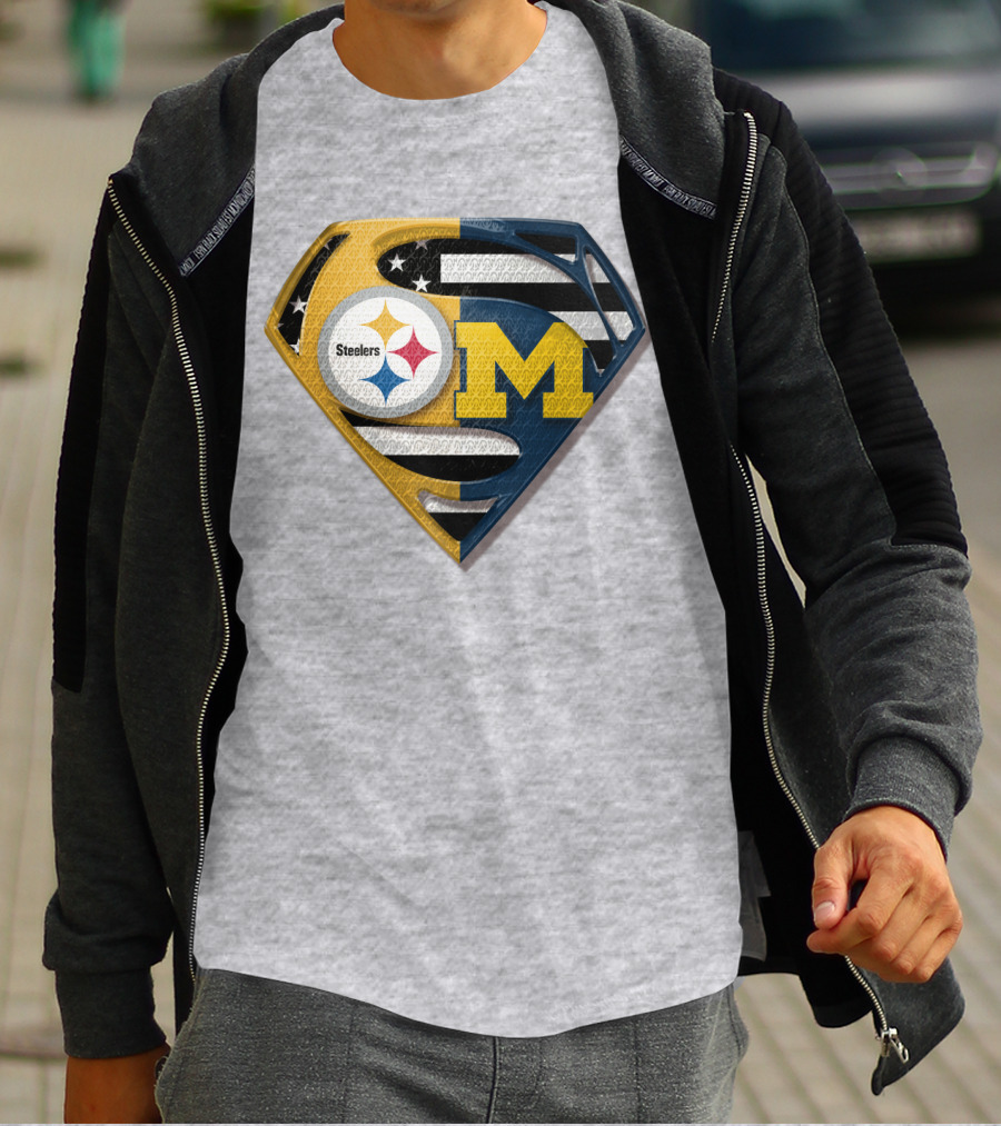 Steelers Michigan Wolverines Superman T-Shirt