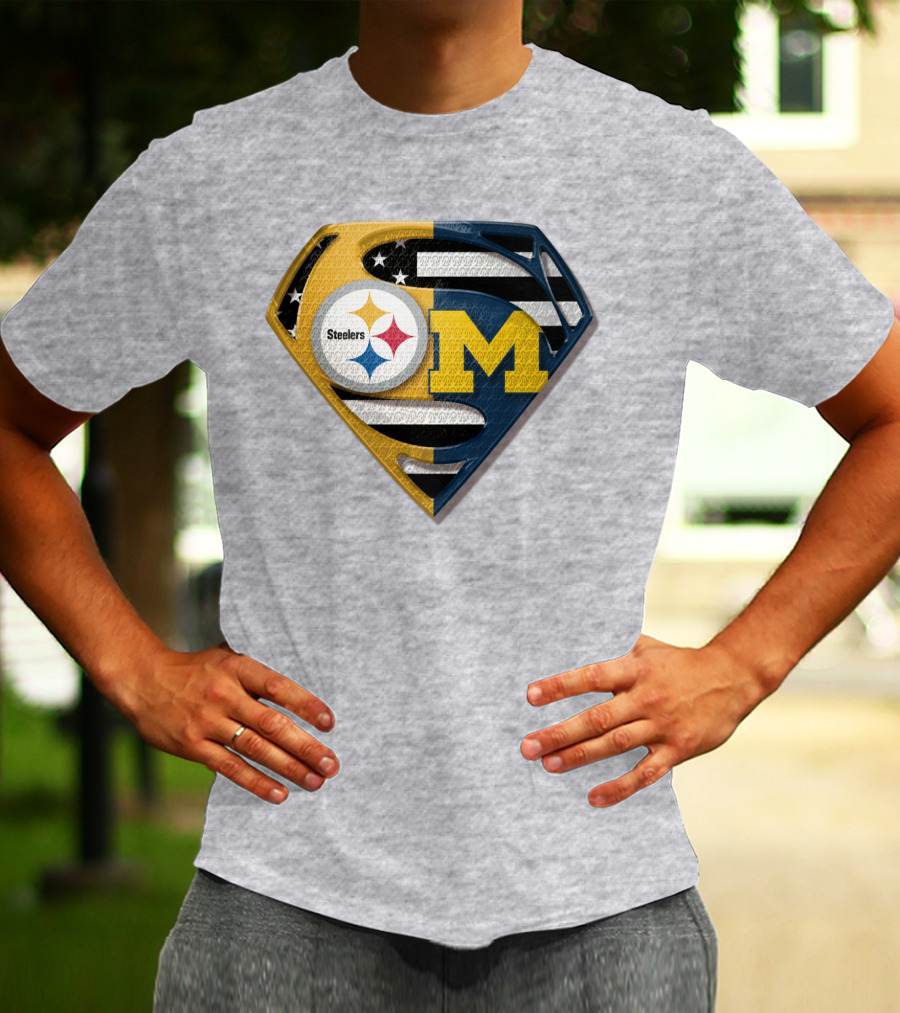 Steelers Michigan Wolverines Superman T-Shirt