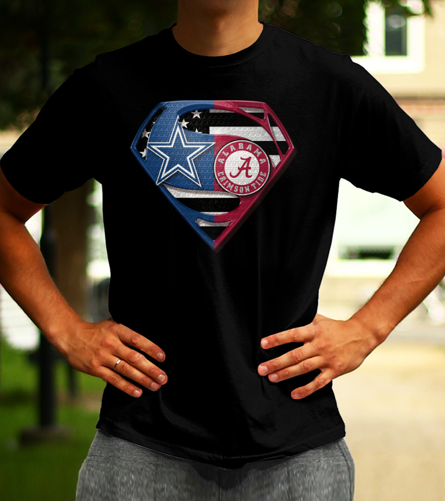 Dallas Cowboys Alabama Crimson Tide Superman Shield T-Shirt