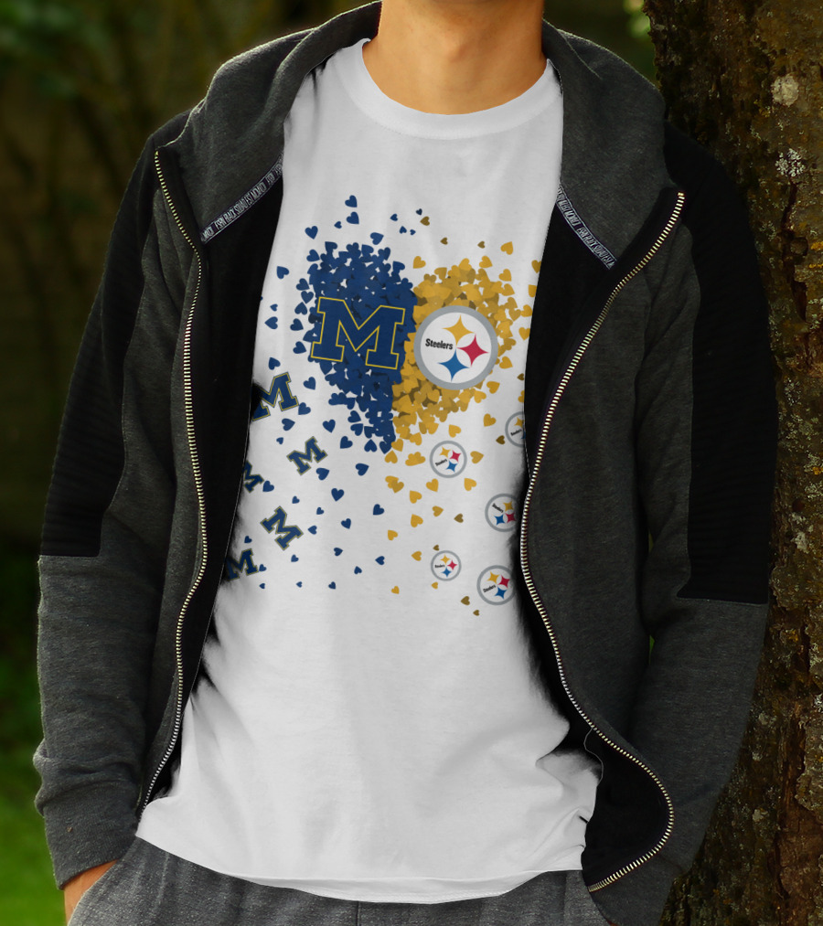 Steelers Heart With Wolverines M Symbol T-Shirt