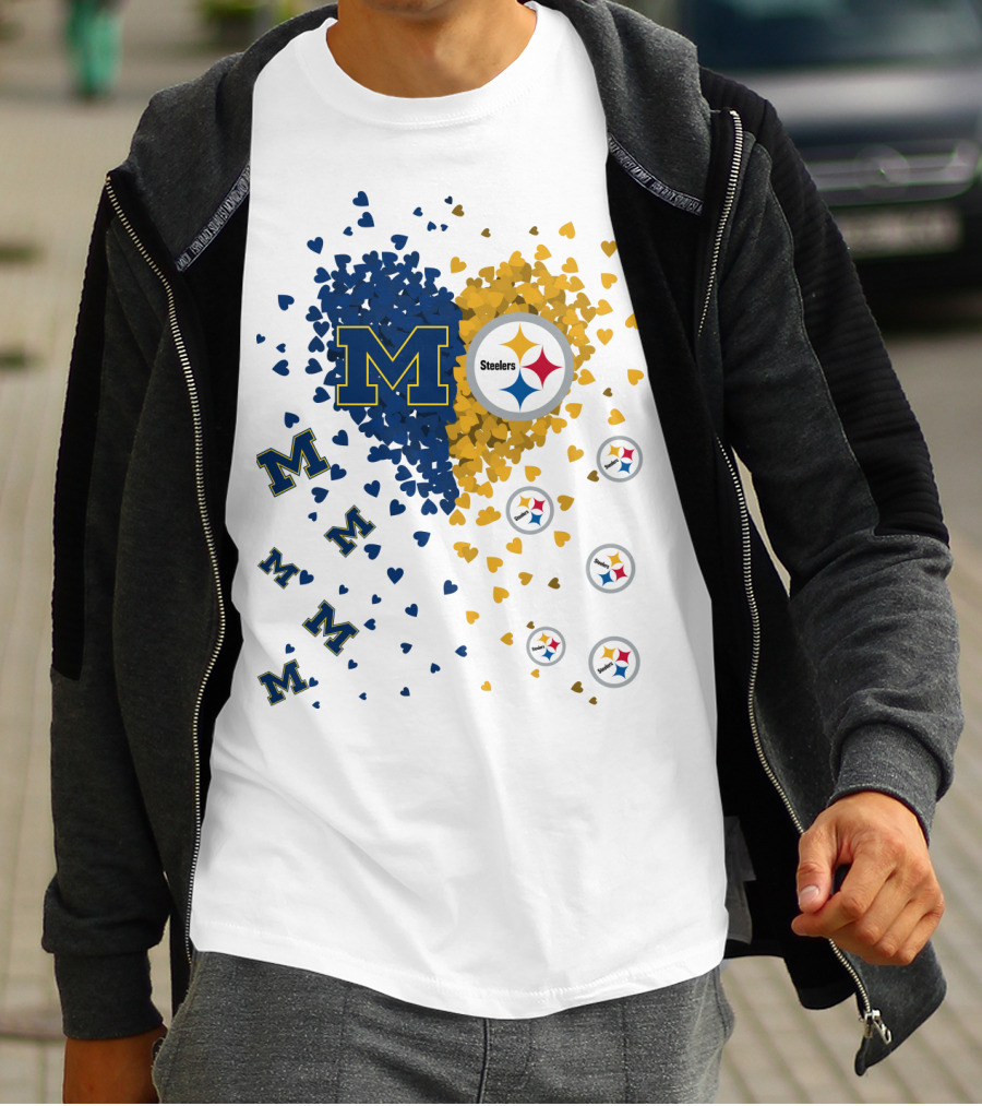 Steelers Heart With Wolverines M Symbol T-Shirt