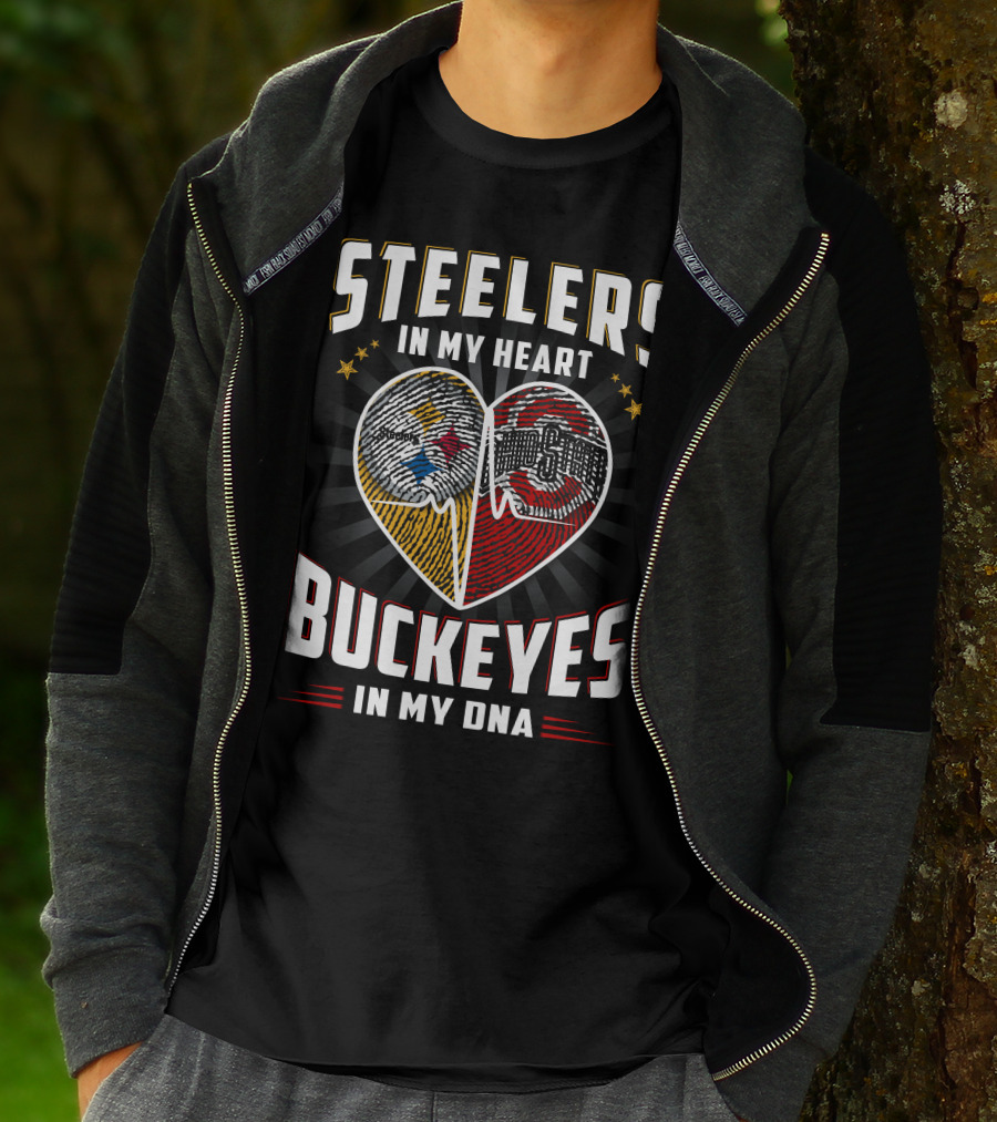 STEELERS IN MY HEART BUCKEYES IN MY DNA T-Shirt
